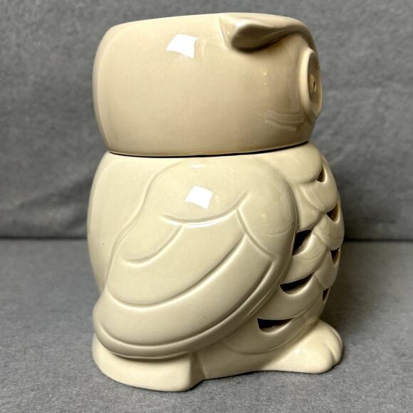 Owl Ceramic Bath & Body Works 2005 Cream Candle Holder Luminary Slatkin & Co - Picture 4 of 8